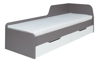 Pat de o persoană 80cm Irlam Z22 (gri + alb lucios) (cu somieră) (cu sp. depozitare)