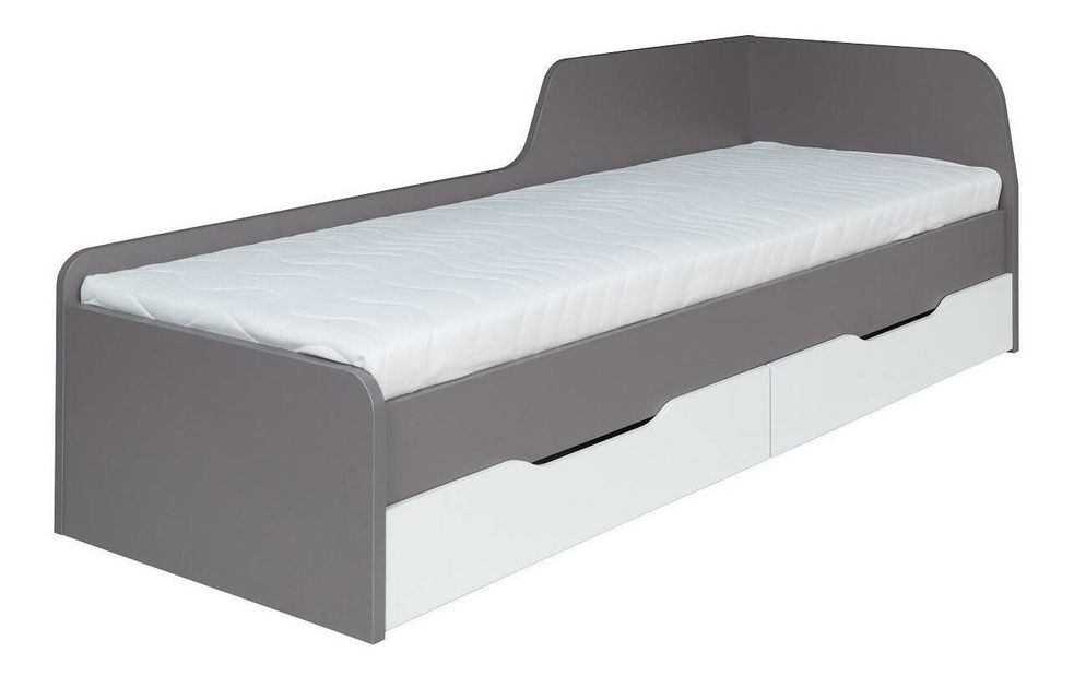 Jednolôžková posteľ 80cm Irlam Z22 (sivá + lesk biely) (s roštom) (s úl. priestorom)
