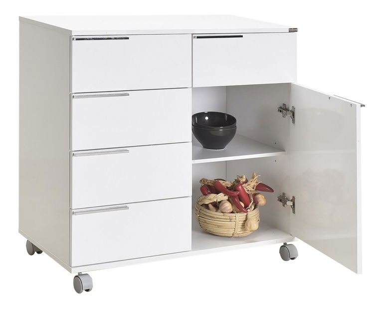 Comodă cu roți Aderyn 2 (alb)