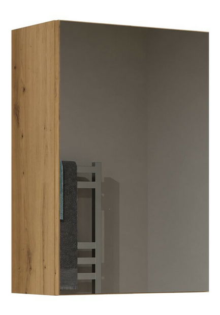 Dulap de baie suspendat Perdieron 3 (stejar artisan) (cu oglindă)