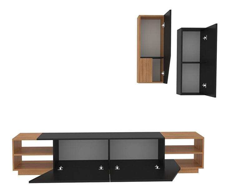 Mobilier living Ziva (Negru + teak) 