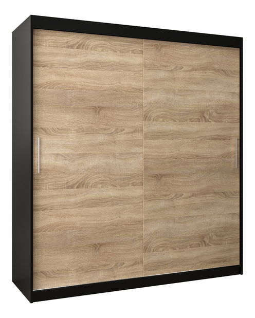 Šatníková skriňa 180 cm Toki (Čierna matná + Dub sonoma)
