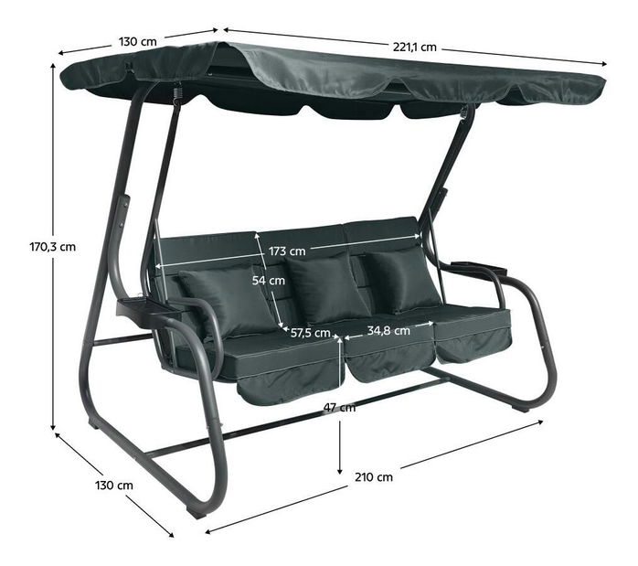 Balansoar de grădină Maja (gri închis)