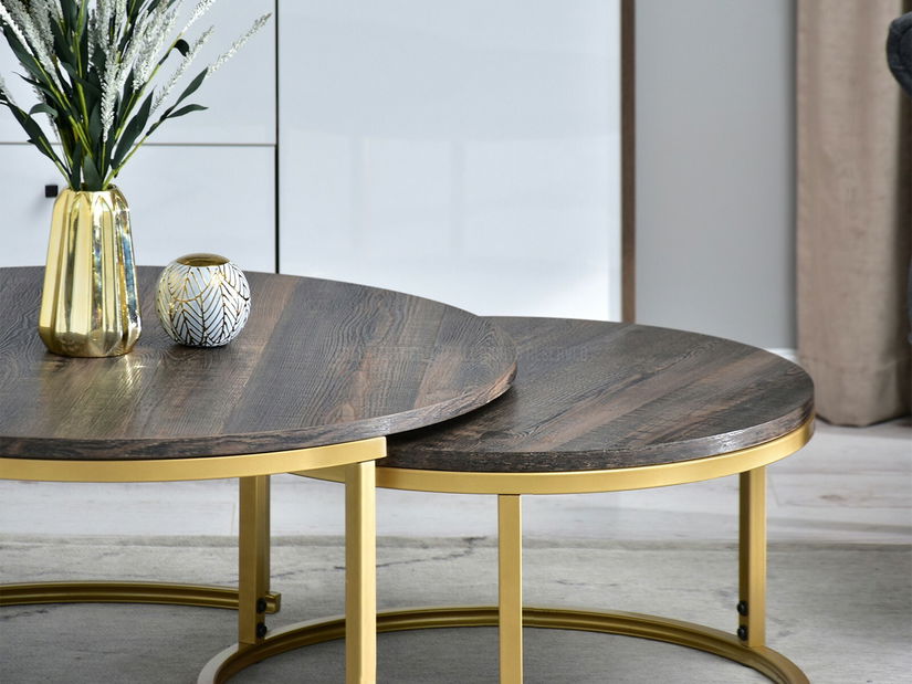 Dohányzóasztal Kolja Zest Xl (arany + tölgy vintage)