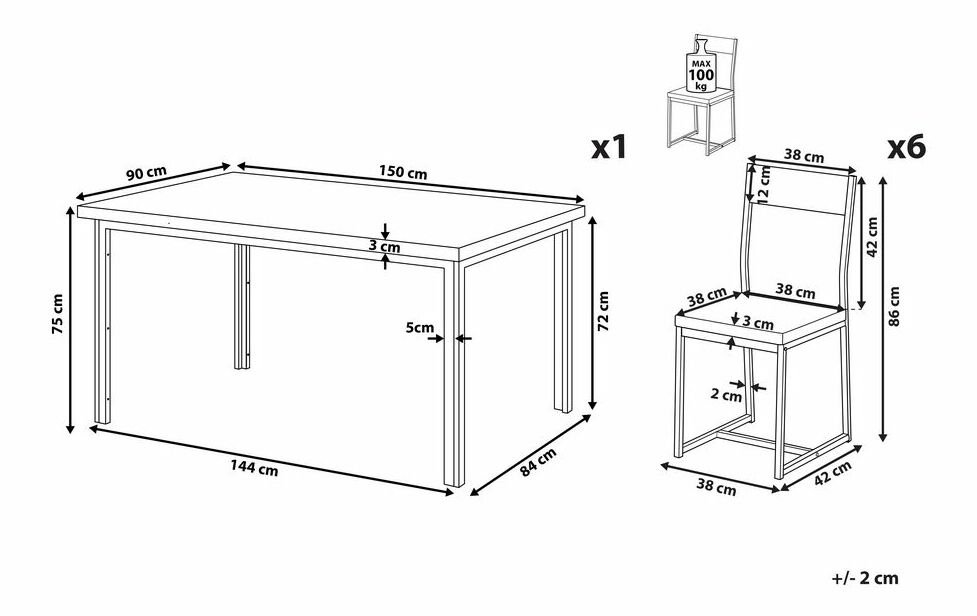 Set de sufragerie Lasido (pentru 6 persoane) (negru)