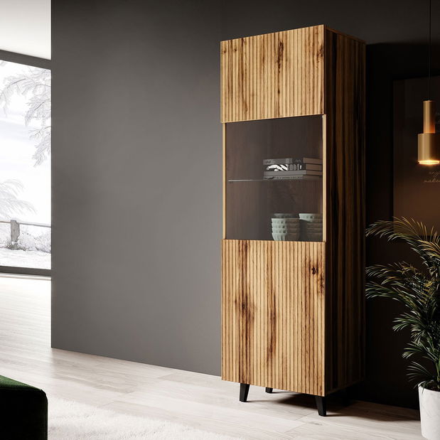 Vitrína Mirjan Tilderi (dub wotan + čierna) (výpredaj)