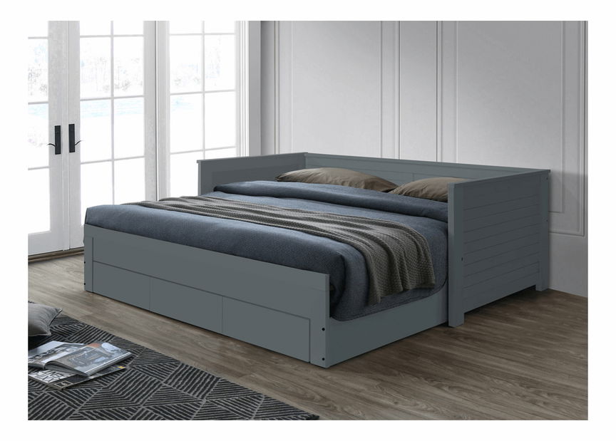 Rozkladacia posteľ Greta (sivá) (s roštom)