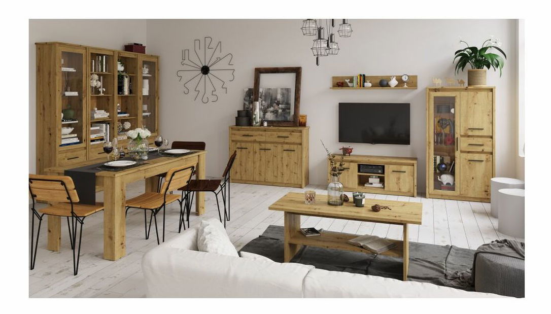 Zidna polica IRON (hrast artisan)