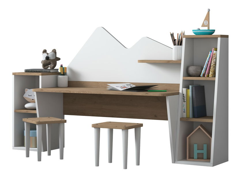 Gyerekasztal székekkel Daniela (fehér + dió)