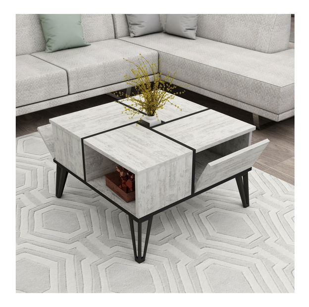 Dohányzóasztal Bunuto (fehér + fekete) 