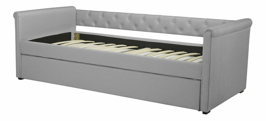 Jednolôžková posteľ 90 cm LISABON (polyester) (sivá) (s roštom)