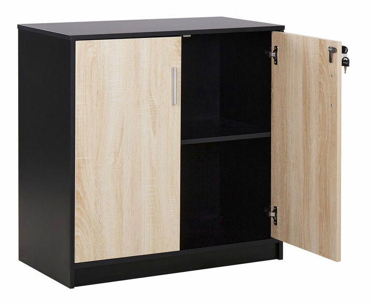 Skrinka Zirkone (čierna + svetlé drevo) 