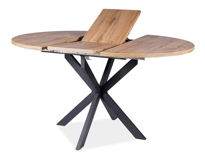 Masă de sufragerie extensibilă 100-135 cm Garnett (stejar + negru) (pentru 4 până la 6 persoane)