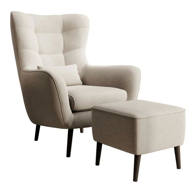 Fotoliu cu suport picioare Veneza VZ1 (bej deschis + negru)