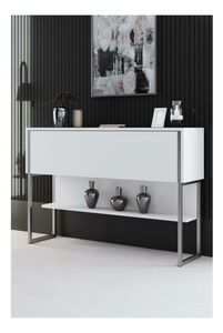 Konzolový stolík Luna 4 (strieborná + biela) 