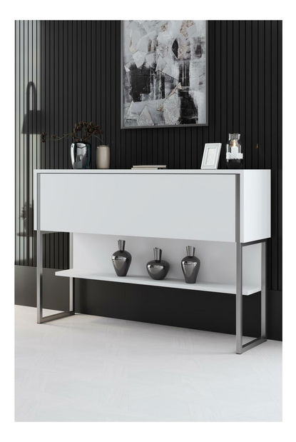 Konzolasztal Luna 4 (ezüst + fehér) 
