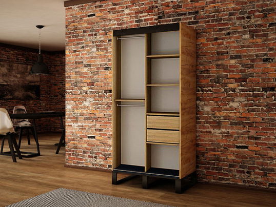 Šatníková skriňa 100 cm Willow V1 (dub craft zlatý + čierna) *výpredaj