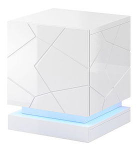 Set noćnih stolića (2 kom.) Aura (bijela + bijela sjajna)