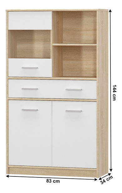 Vitrină Thornham 2D1W1S/80 (alb)