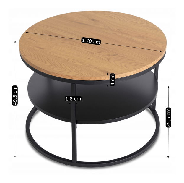 Dohányzóasztal Blanquendo (tölgy + fekete) 