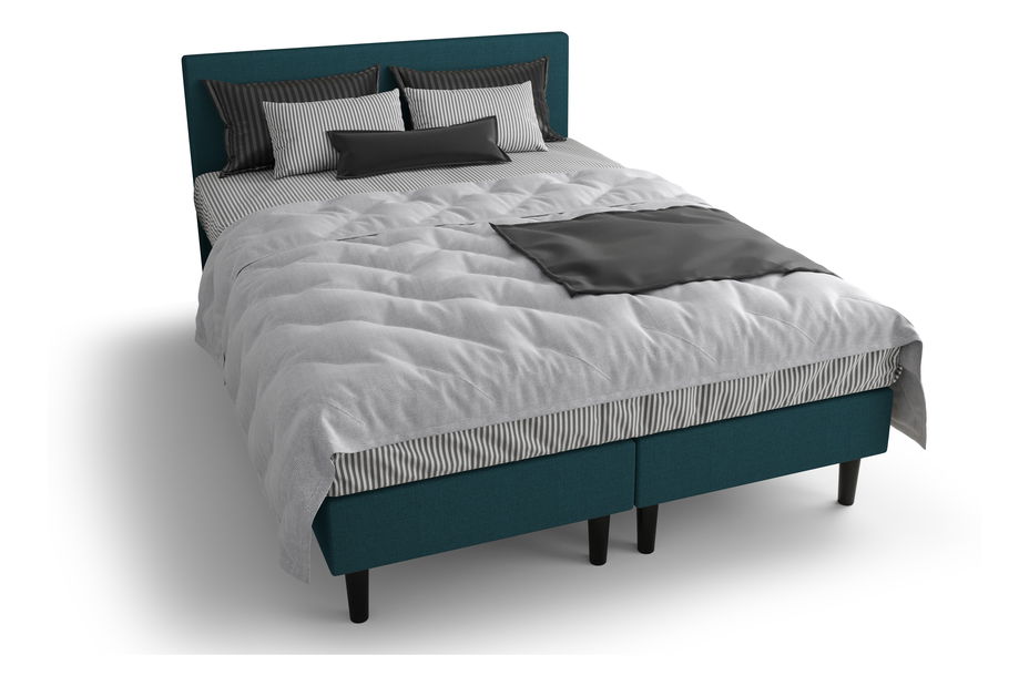 Manželská posteľ Boxspring 140 cm Rita (tmavomodrá) (s matracom, bez úložného priestoru)