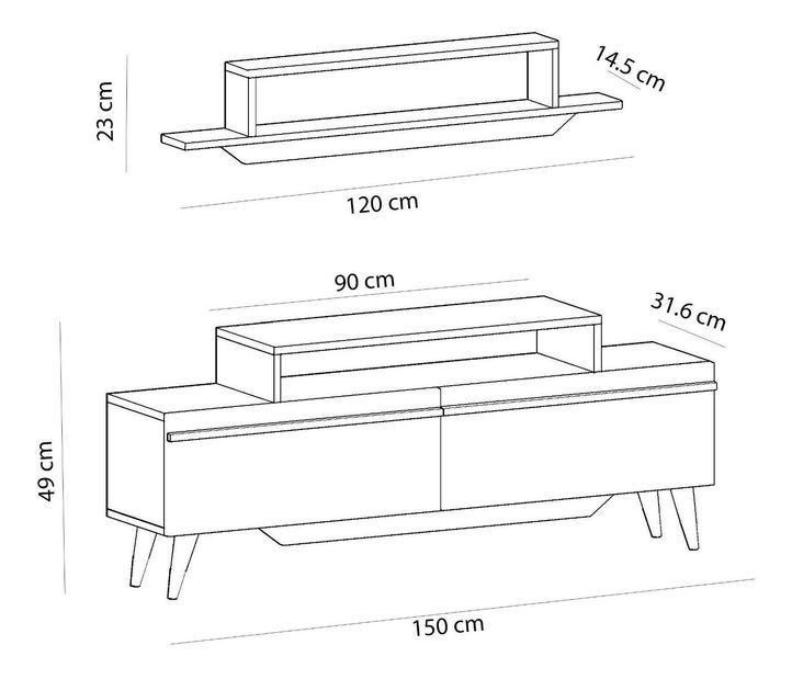 Mobilier living Tebeka 2 (alb + Nuc) 