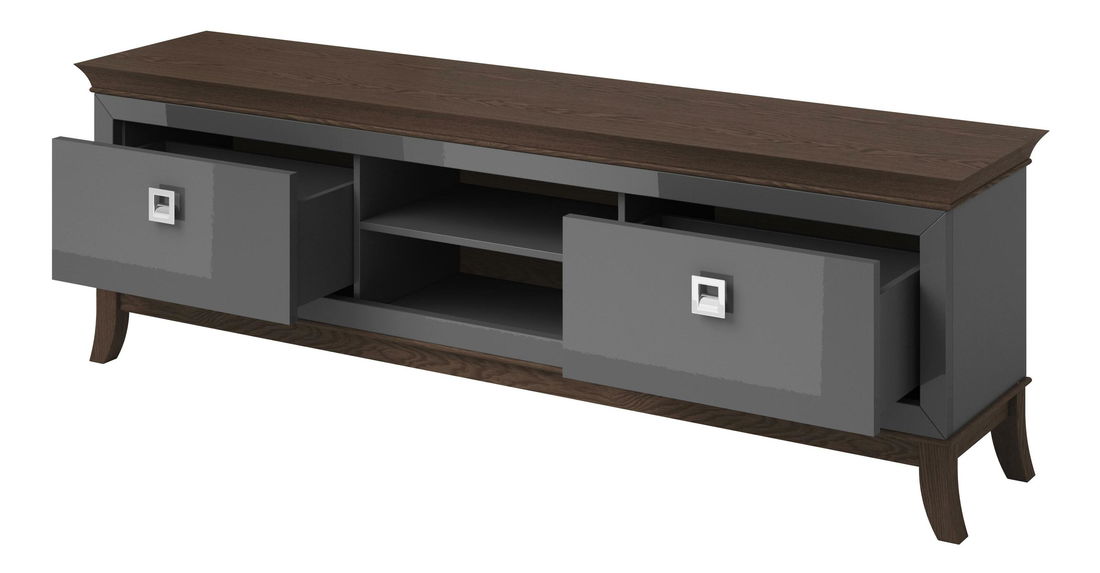 TV asztal/szekrény Tyrion Typ 40 (fényes antracit + csokoládé)