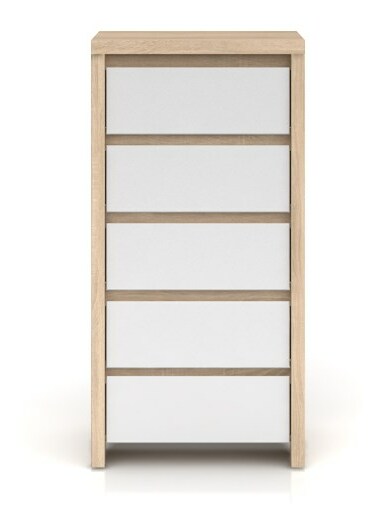 Komoda BRW Kaspian KOM5S (dub sonoma + lesk biely)