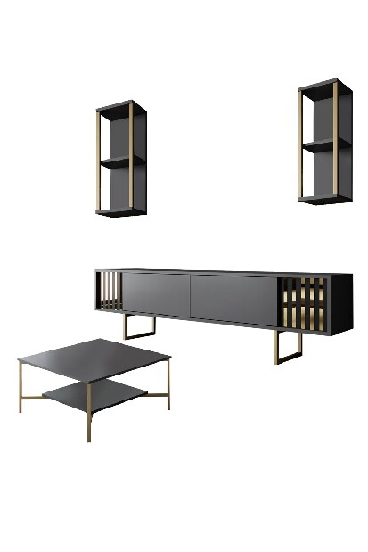 Mobilier living Golden (Antracit + Auriu)