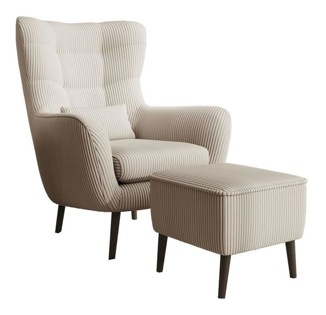 Fotel lábtartóval Veneza VZ2 (krém + fekete)