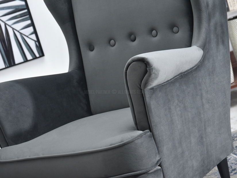 Kreslo ušiak Margis (sivá + biela)