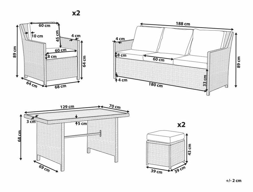 Kerti garnitúra Francesca (barna)
