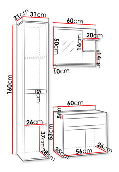 Kúpelňový nábytok Garmana (bodega + čierny grafit) 