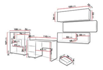 Nábytok do študentskej izby XV Nábytok Xv (Biela + Biely lesk)