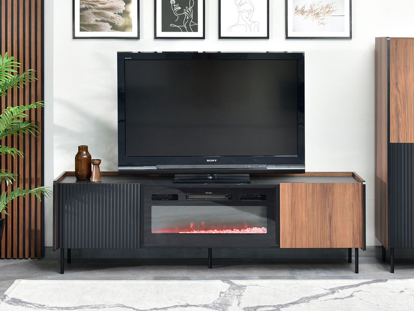 Măsuță TV/Dulap Protegidas P17 (negru) (cu șemineu)