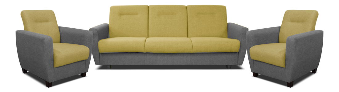 Sedacia súprava Mona 3+1+1 (žltá + sivá)