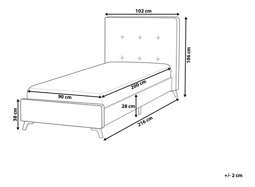 Jednostruki krevet 90 cm AMBRE (s podnicom) (bež)