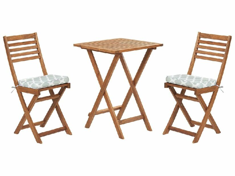 Bistro set FIJI (masiv) (svijetlo smeđa) (s jastucima boje mente)