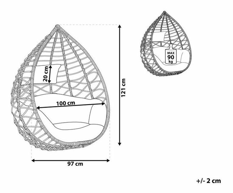 Fotoliu suspendat ASISA (poliratan) (bej)