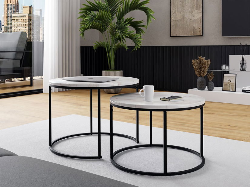 Konferenčný stolík Maliko (čierna + biely mramor) *bazár