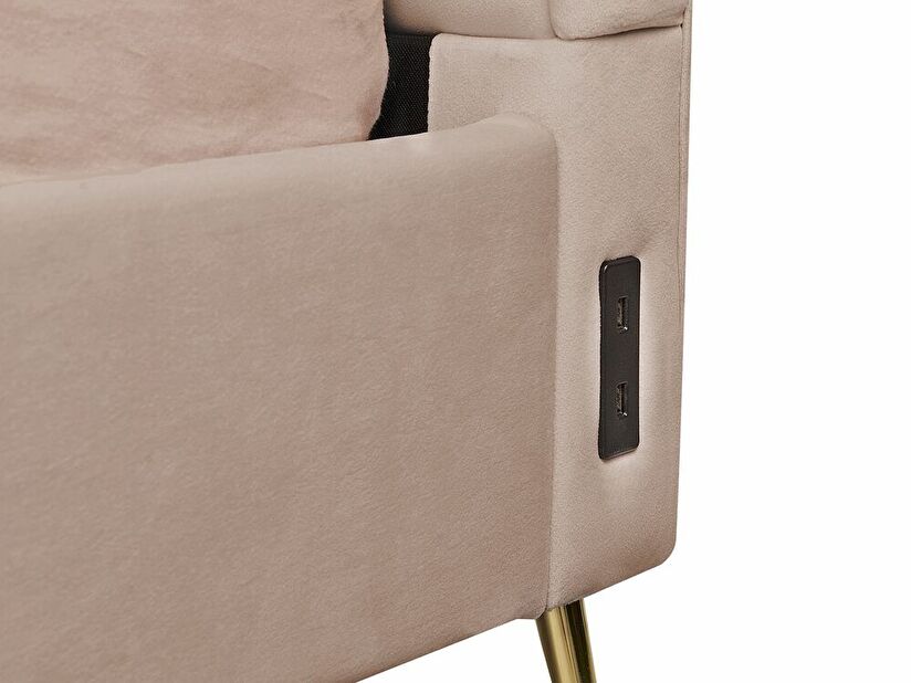 Bračni krevet 180 cm Mirabell (sivo-bež) (s podnicom) (s USB portom)