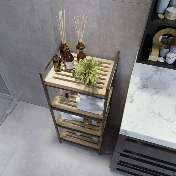 Dulap de baie Siriucu (Stejar + Negru) *vânzare stoc