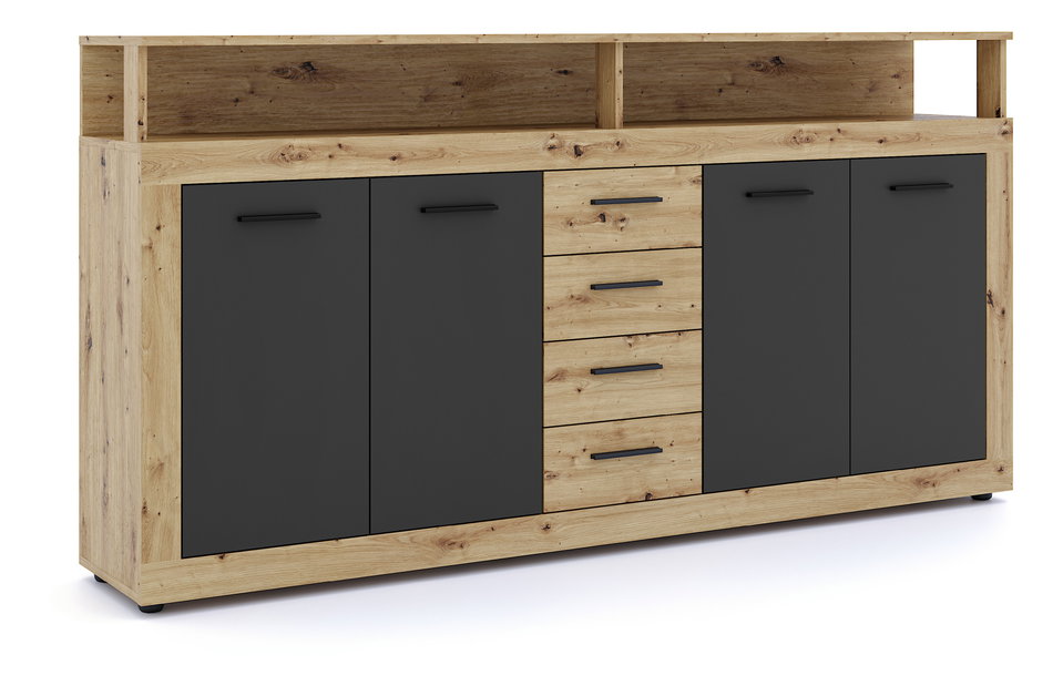 Comodă Lenita XXL (stejar artisan + negru)
