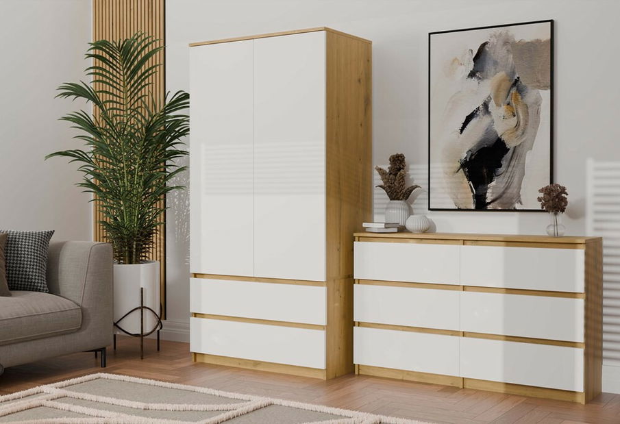 Komód Musecalo 6 120 (artisan tölgy + fehér)