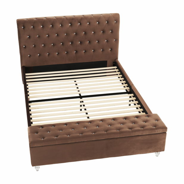 Pat matrimonial 160 cm Angi (maro) (cu somieră) 