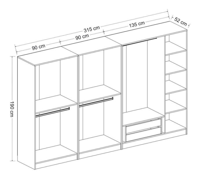 Dulap de haine Kalia 3808 (Alb)