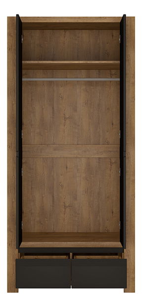 Ruhásszekrény Lacetta HAVS02 (sötét lefkas tölgy + fekete)