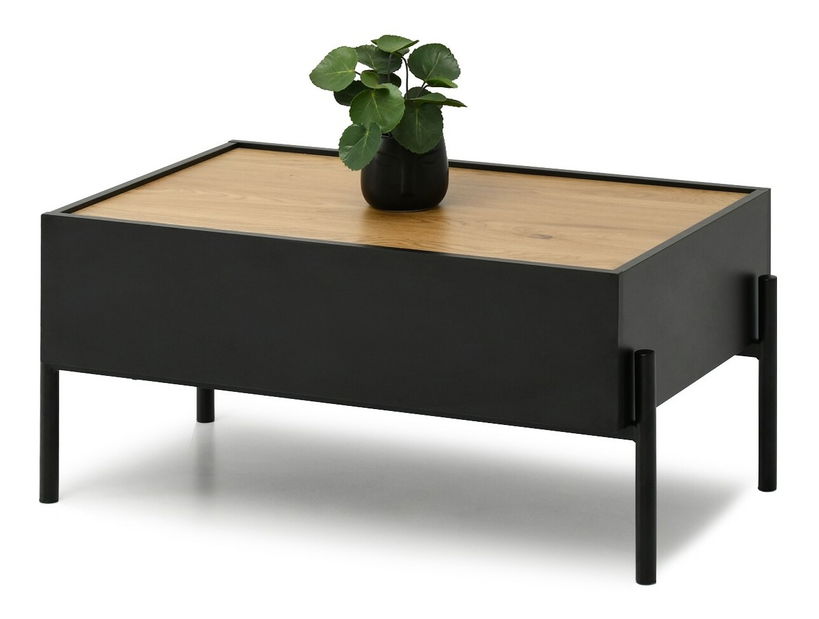 Măsuță de cafea Bertina M (stejar + negru)