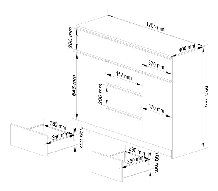 Komoda Kaspar (biela)