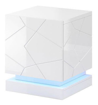 2 db-os éjjeliszekrény szett Aura (fehér + fehér fényes)